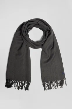 Anthracite grey fringed plain scarf