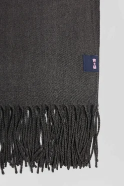 Anthracite grey fringed plain scarf