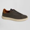Anthracite grey grained leather low-top sneakers