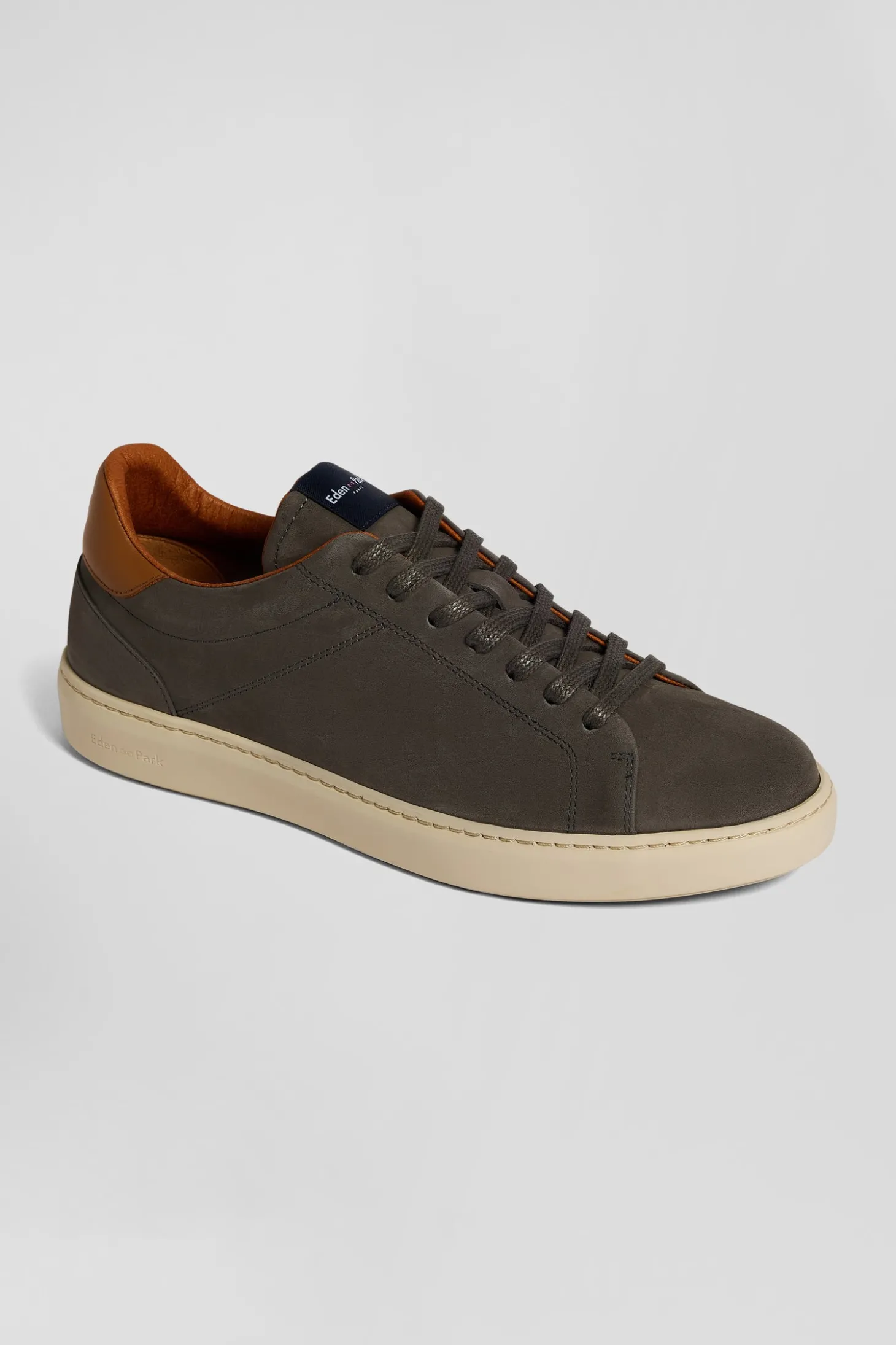 Anthracite grey grained leather low-top sneakers