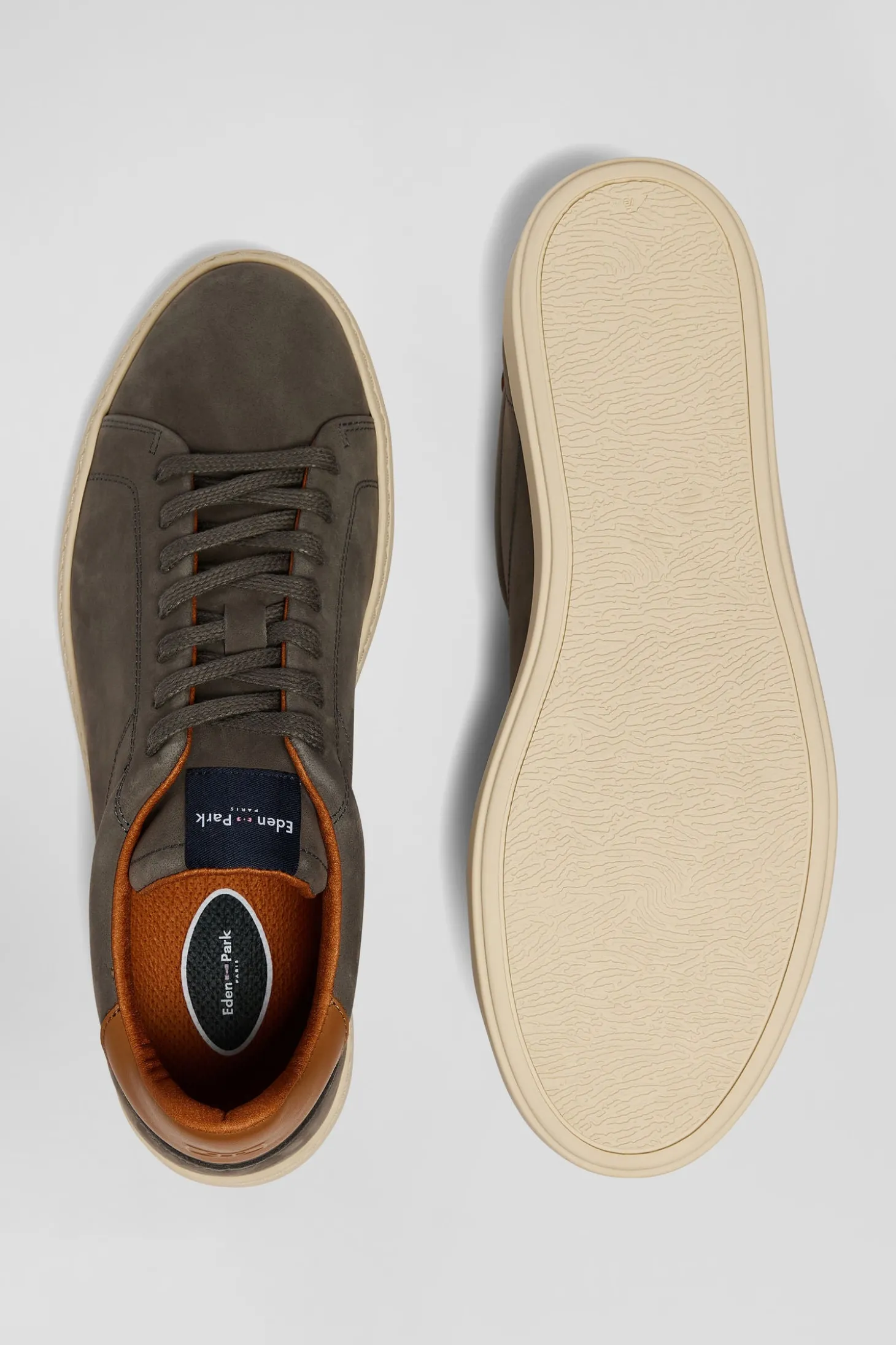 Anthracite grey grained leather low-top sneakers