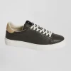 Anthracite grey low-top leather sneakers