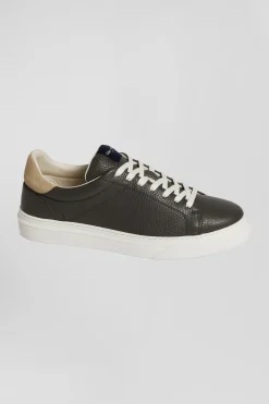 Anthracite grey low-top leather sneakers
