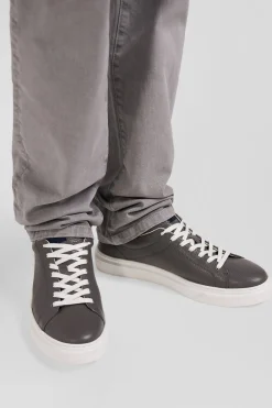 Anthracite grey low-top leather sneakers