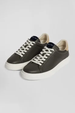 Anthracite grey low-top leather sneakers