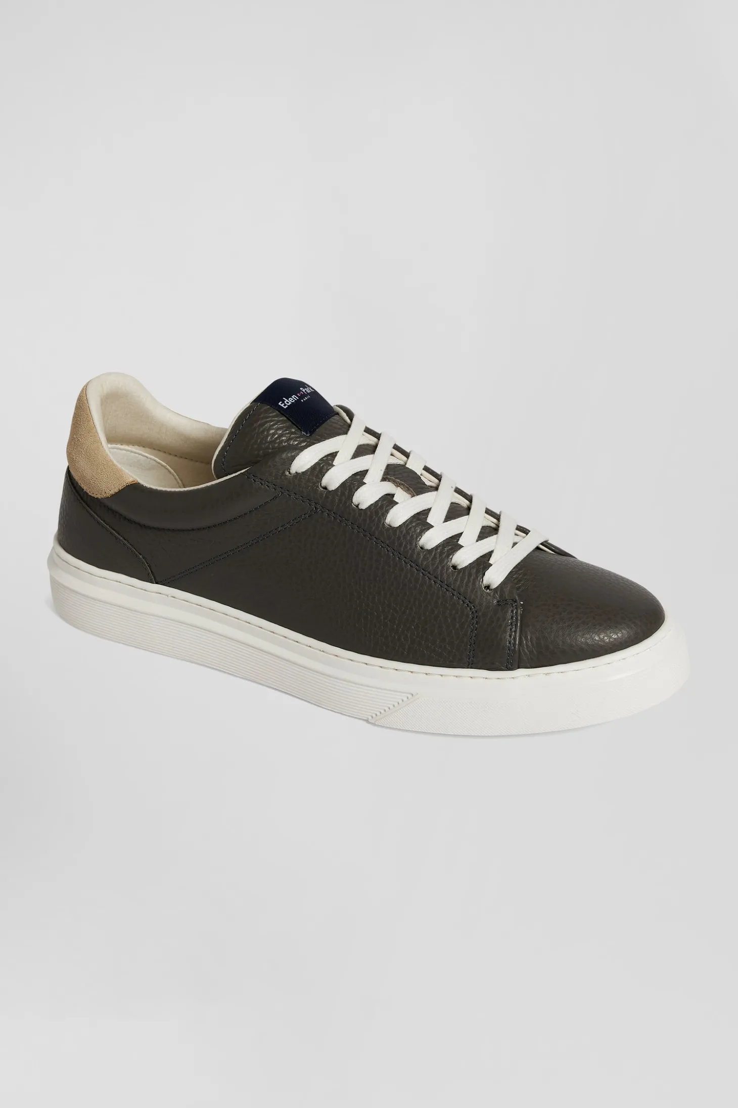 Anthracite grey low-top leather sneakers