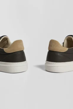 Anthracite grey low-top leather sneakers