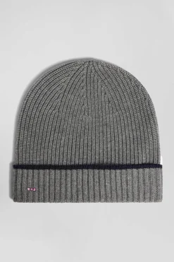 Anthracite grey ribbed knitted beanie