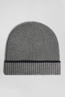 Anthracite grey ribbed knitted beanie