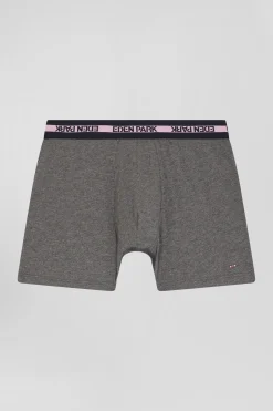 Anthracite grey stretch cotton boxers with branded waistband