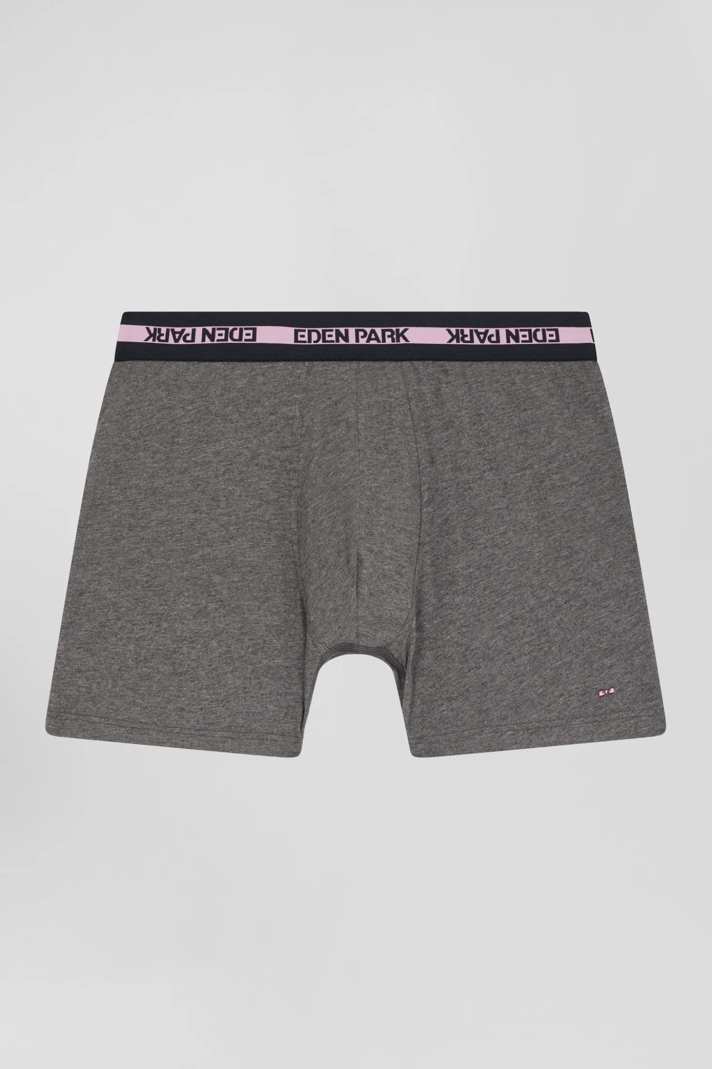 Anthracite grey stretch cotton boxers with branded waistband
