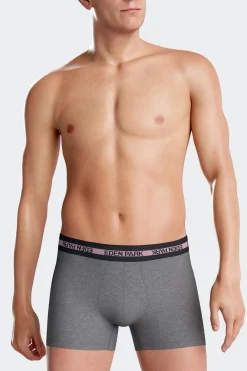 Anthracite grey stretch cotton boxers with branded waistband