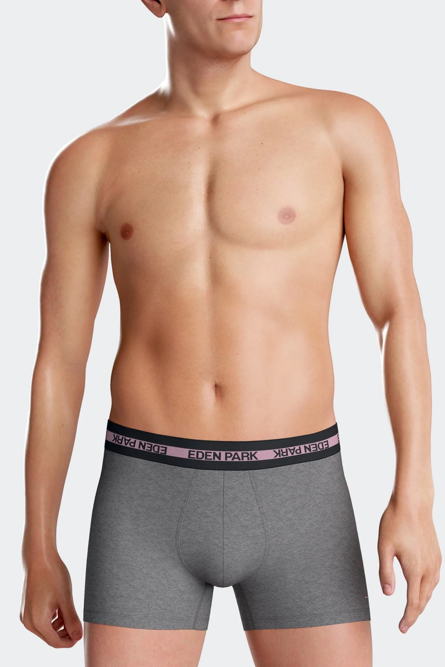 Anthracite grey stretch cotton boxers with branded waistband