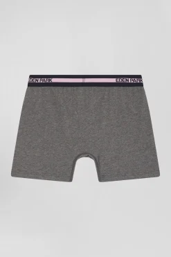 Anthracite grey stretch cotton boxers with branded waistband
