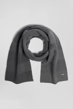 Anthracite grey striped cotton scarf