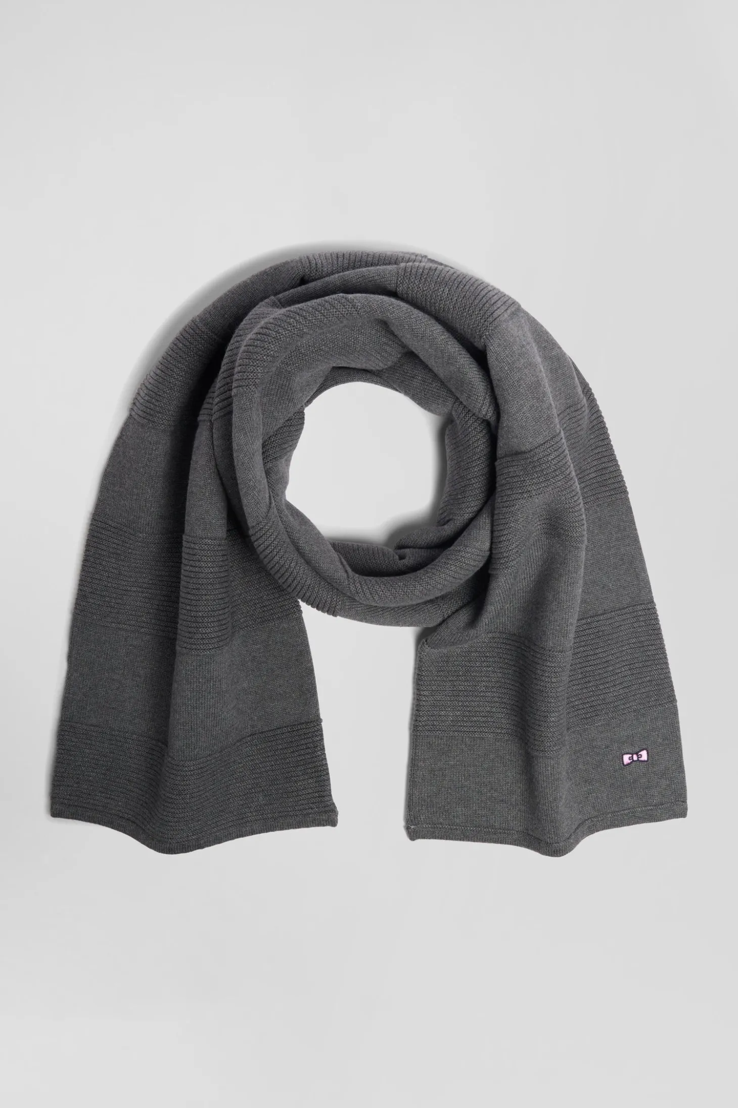 Anthracite grey striped cotton scarf