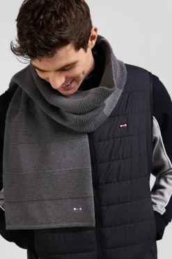 Anthracite grey striped cotton scarf