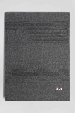 Anthracite grey striped cotton scarf