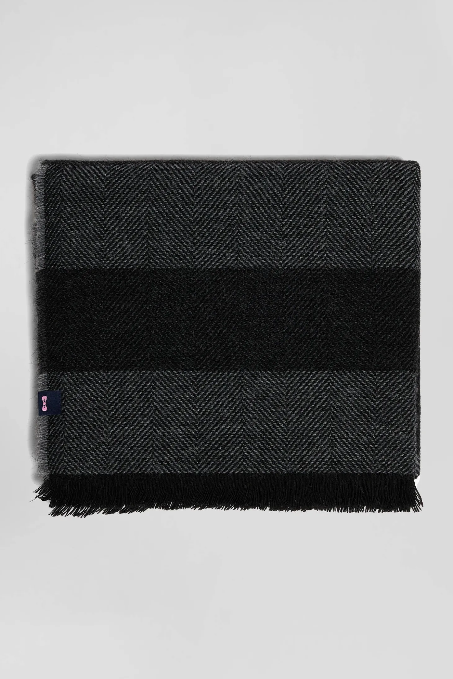 Anthracite grey striped mixed wool large scarf