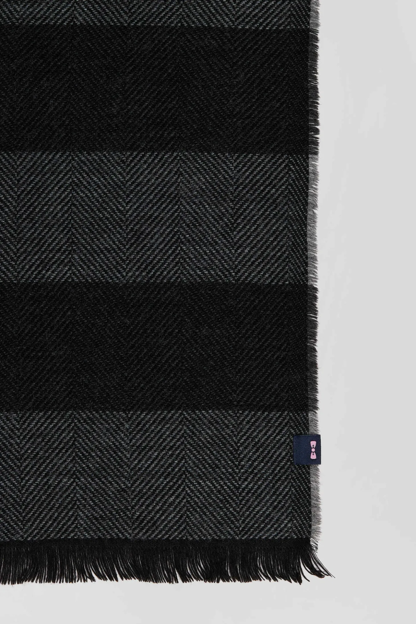 Anthracite grey striped mixed wool large scarf