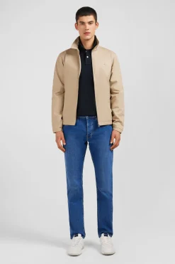 Beige jacket in cotton gabardine