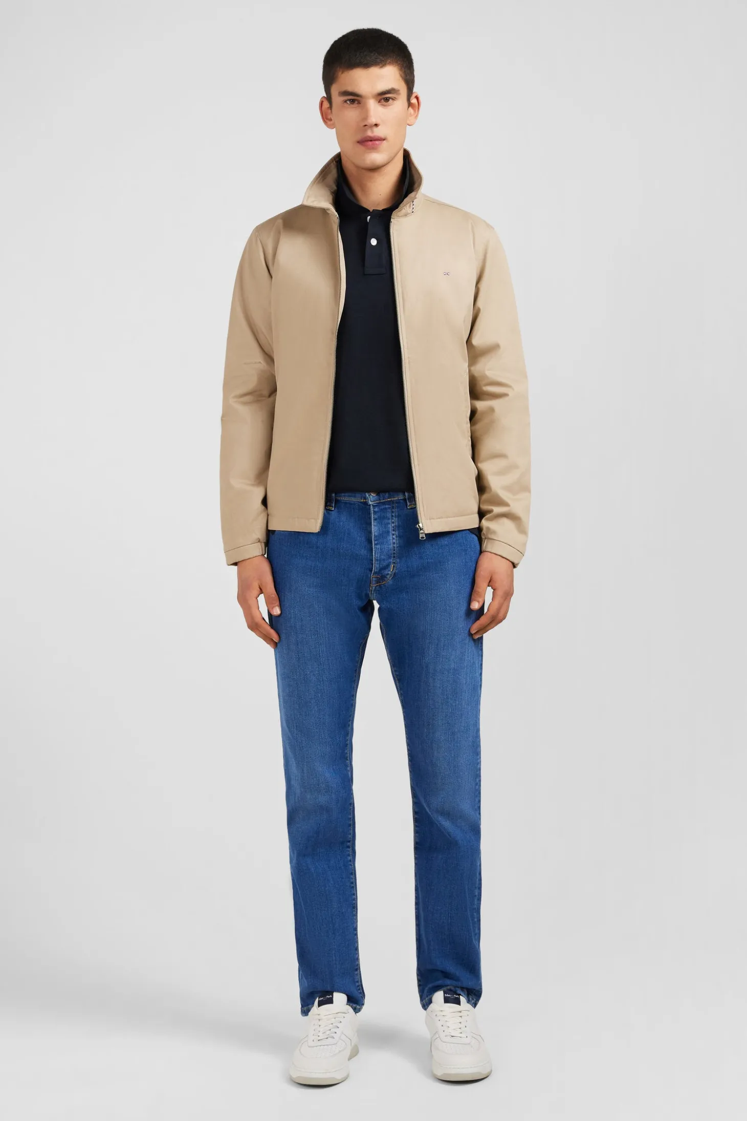 Beige jacket in cotton gabardine