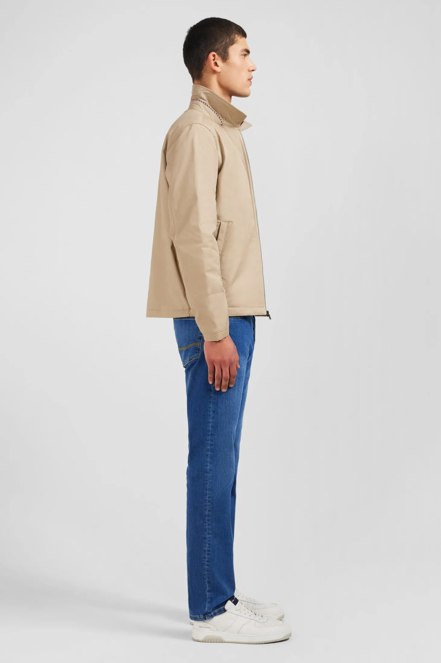 Beige jacket in cotton gabardine