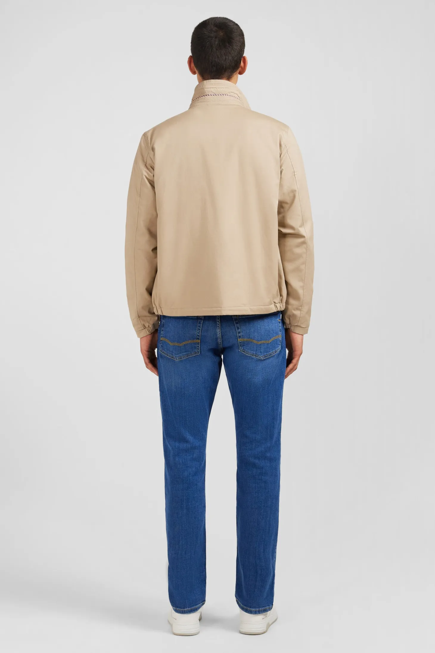 Beige jacket in cotton gabardine