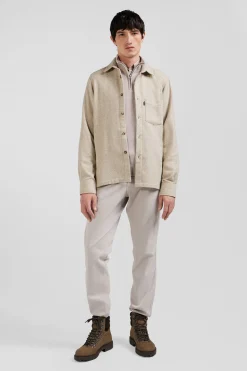 Beige mixed cotton shirt