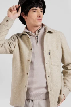 Beige mixed cotton shirt