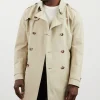 Beige water-repellent trench coat