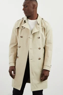 Beige water-repellent trench coat
