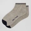 Bicolour grey cotton low-cut socks with striped cuffs