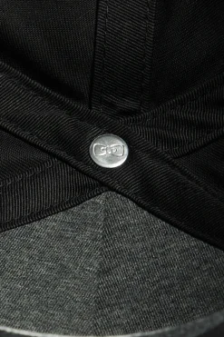 Black cotton cap with ivory embroidery