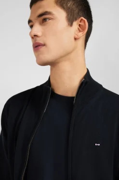 Black cotton cardigan with zipper