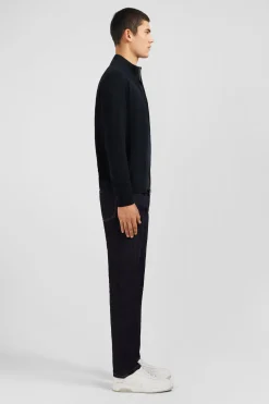 Black cotton cardigan with zipper