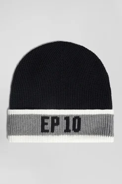 Black cotton EP10 jacquard beanie