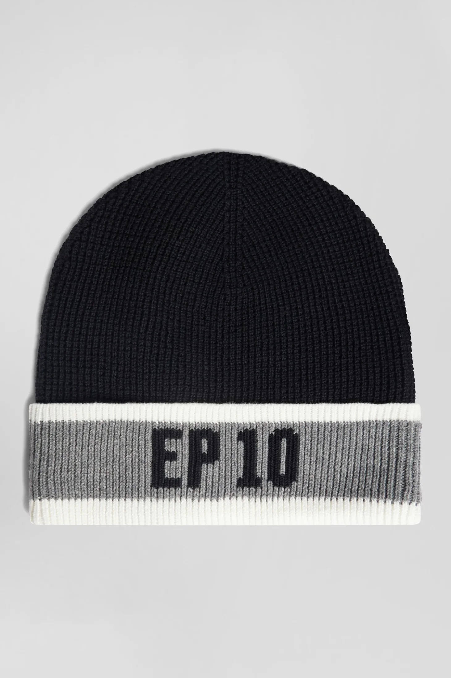 Black cotton EP10 jacquard beanie