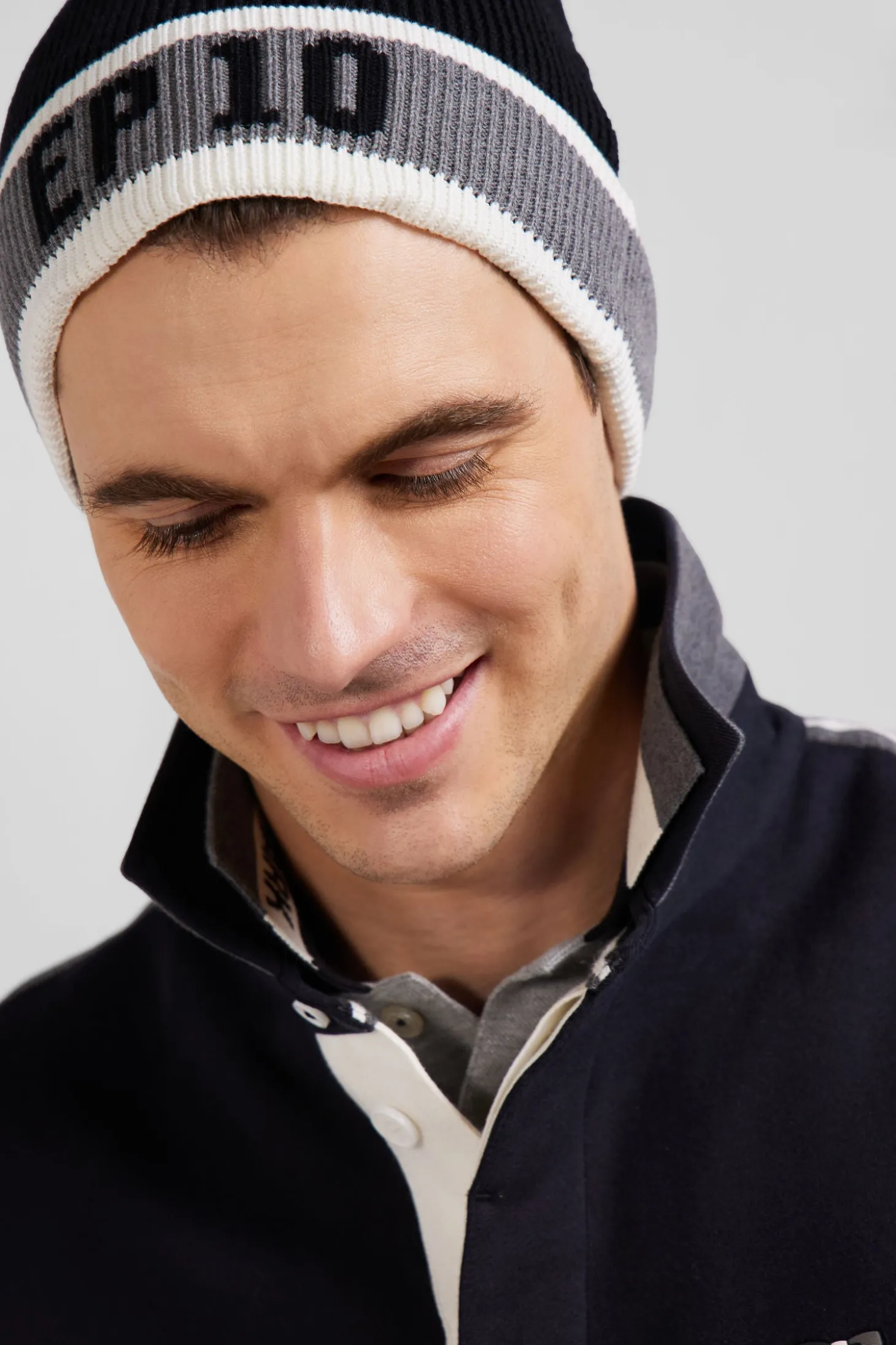 Black cotton EP10 jacquard beanie