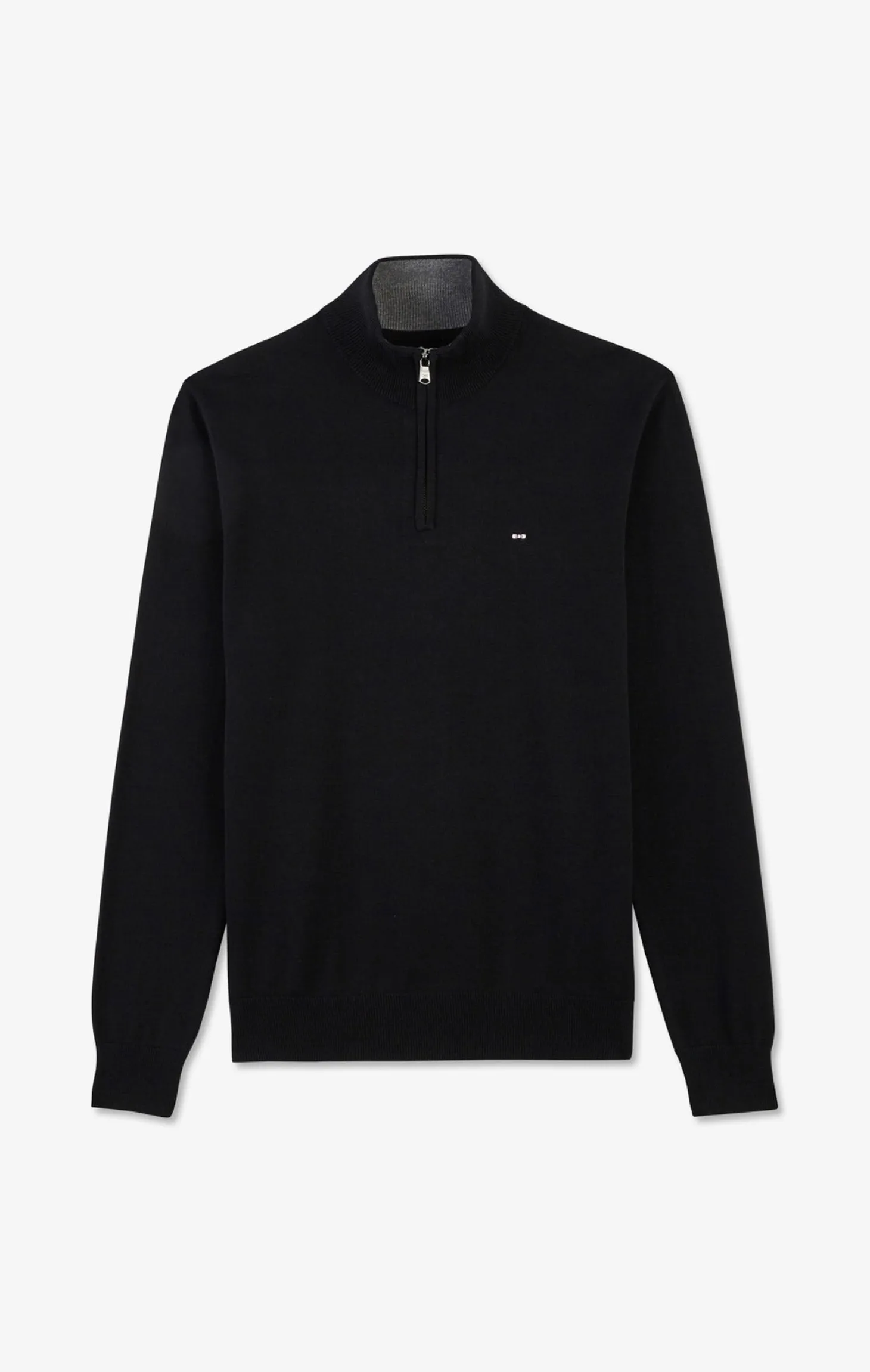 Black cotton jersey jumper with trucker neck