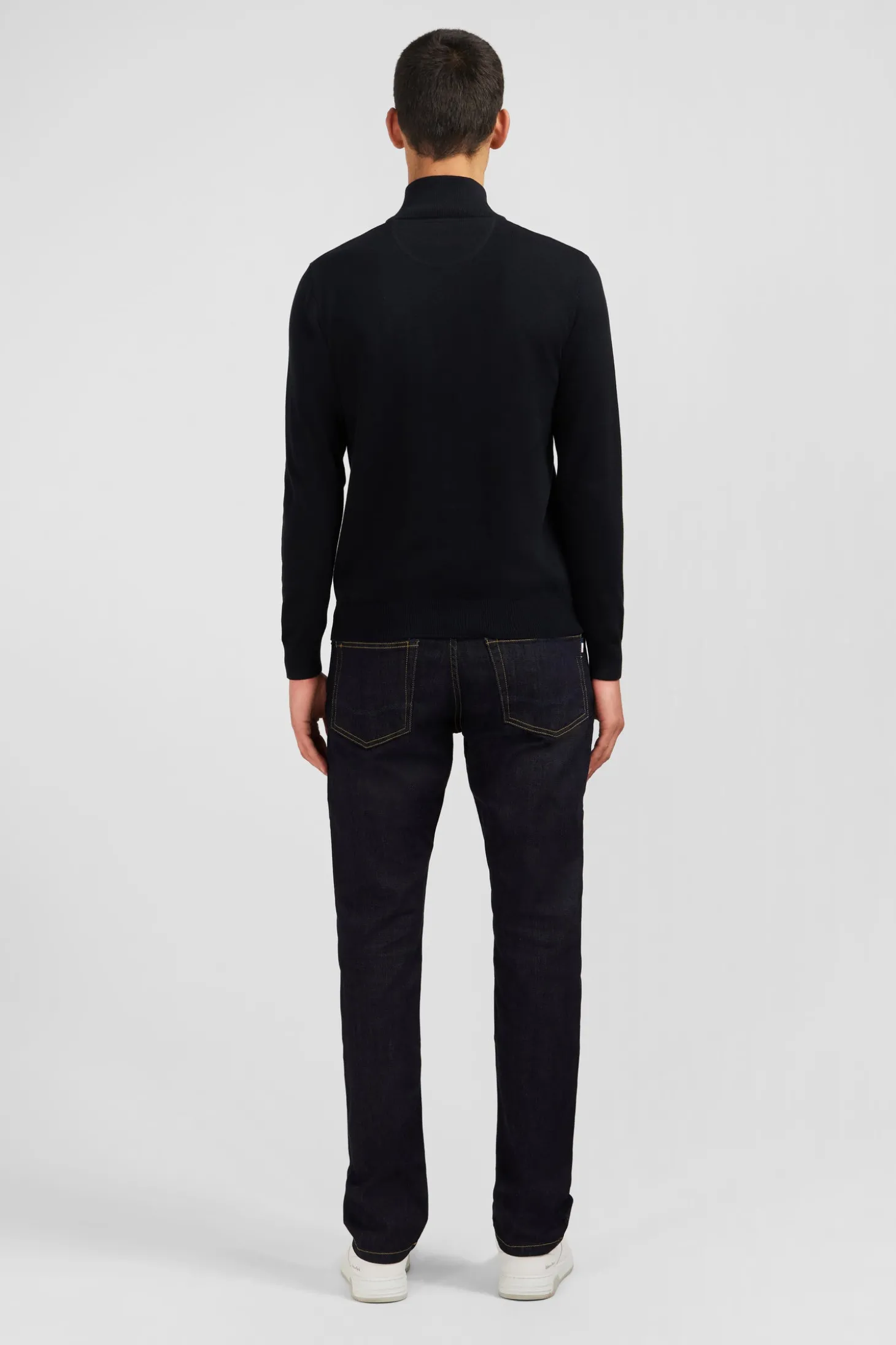 Black cotton jersey jumper with trucker neck