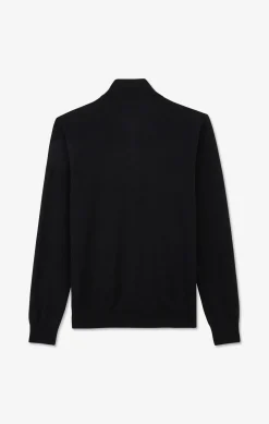 Black cotton jersey jumper with trucker neck