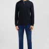 Black cotton polo with contrasting neck