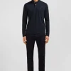 Black cotton polo with contrasting neck