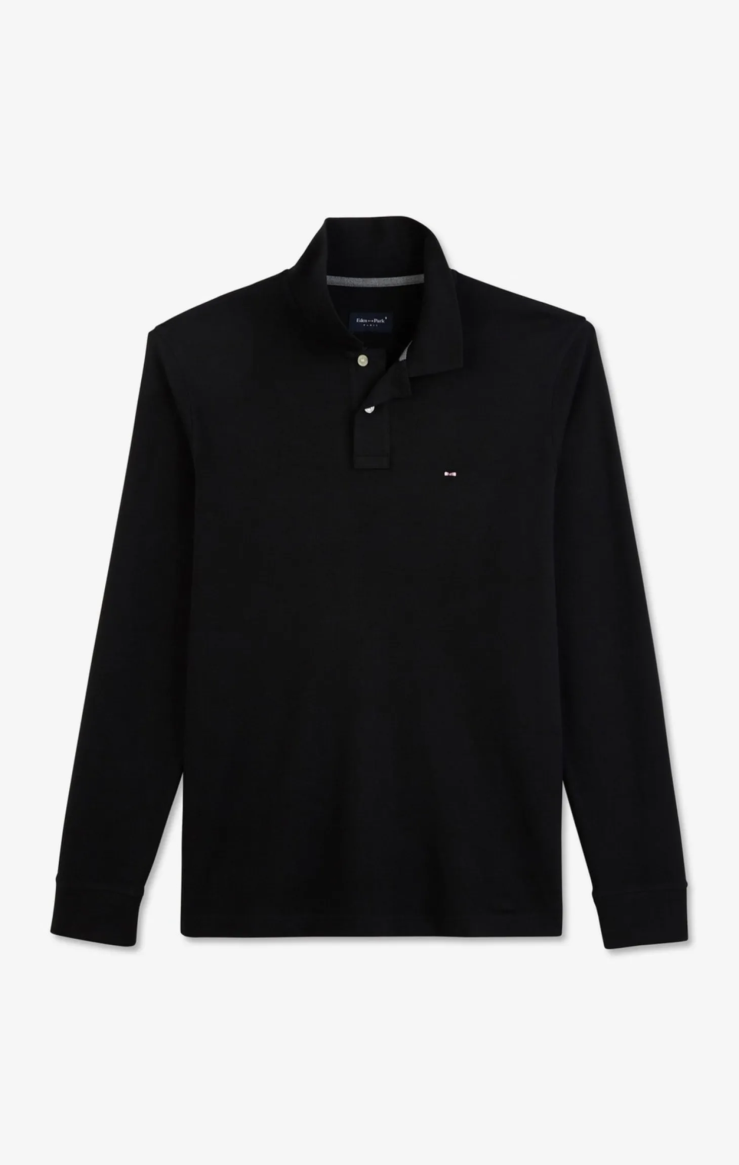 Black cotton polo with contrasting neck