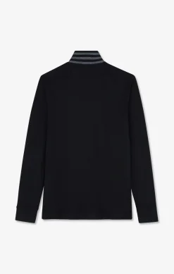 Black cotton polo with contrasting neck