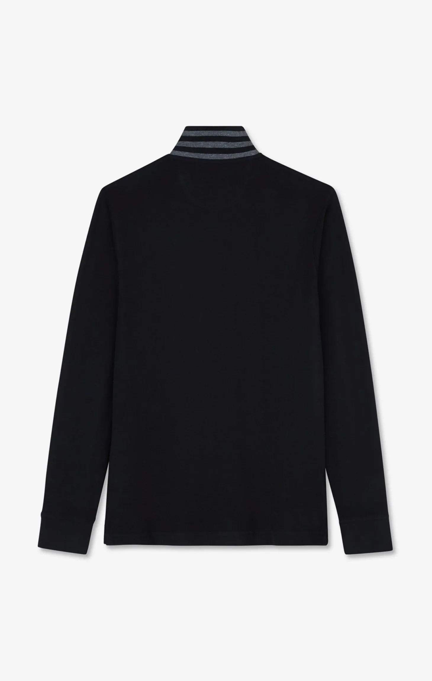 Black cotton polo with contrasting neck