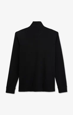 Black cotton polo with contrasting neck