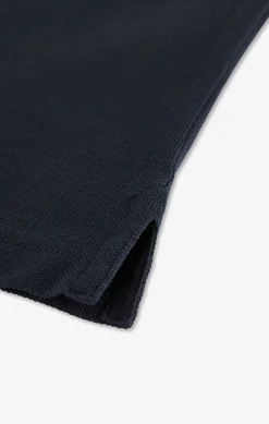 Black cotton polo with contrasting neck