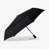 Black folding umbrella with stripes
